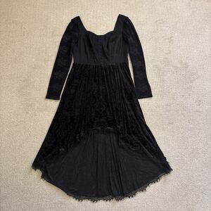 Hot Topic Y2k Women Sz L Whimsigoth Dress Black Velvet Corset Witchy Skulls Dark